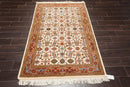 4' x 6' Hand Knotted 100% Wool Kashan Traditional Oriental Area Rug Cream