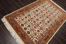 4' x 6' Hand Knotted 100% Wool Kashan Traditional Oriental Area Rug Cream