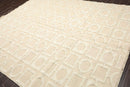 7'11'' x 9'11'' Hand Knotted Tibetan Cotton & Silk Designer Geometric Area Rug Beige