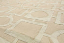 7'11'' x 9'11'' Hand Knotted Tibetan Cotton & Silk Designer Geometric Area Rug Beige