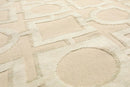 7'11'' x 9'11'' Hand Knotted Tibetan Cotton & Silk Designer Geometric Area Rug Beige