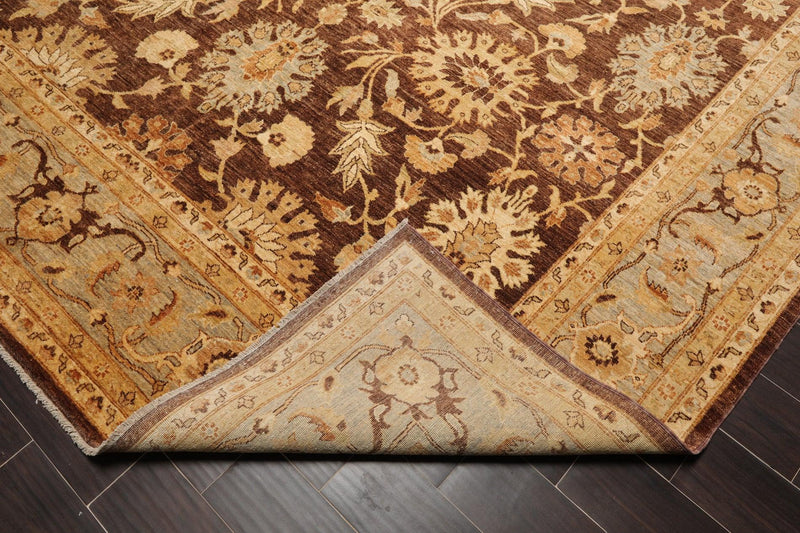 8’7" x 12’6" Hand Knotted 100% Wool Superfine Peshawar Oriental Area Rug Brown