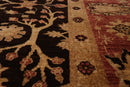 8’4" x 9’10" Hand Knotted Wool Peshawar Super Fine Oriental Area Rug Dark Chocolate