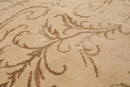 6' x 8'8'' Hand Knotted Tibetan Wool and Silk Botanical Area Rug Beige