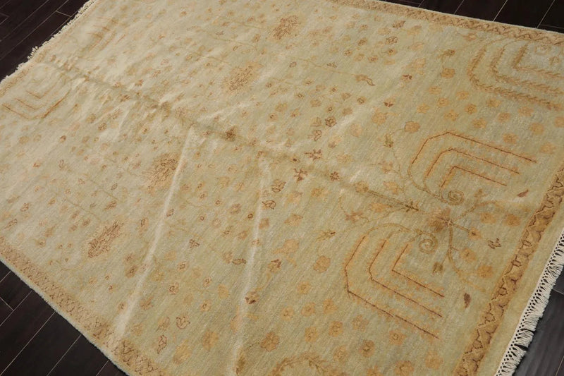 5’6” x 8’ Hand Knotted 100% Wool Transitional Oriental Area Rug Moss