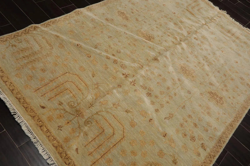 5’6” x 8’ Hand Knotted 100% Wool Transitional Oriental Area Rug Moss