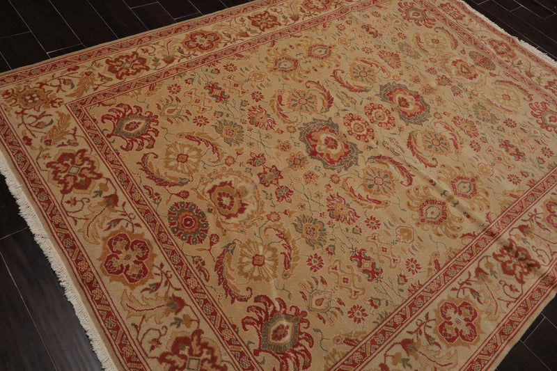 6’3” x 8’8" Authentic Hand Knotted Wool Turkish Oushak Oriental Area Rug Beige