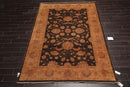 6'3" x 9'7" Hand Knotted Wool Peshawar Silky Sheen Oriental Area Rug Chocolate