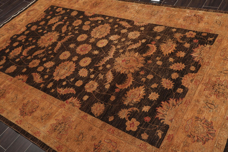 6'3" x 9'7" Hand Knotted Wool Peshawar Silky Sheen Oriental Area Rug Chocolate