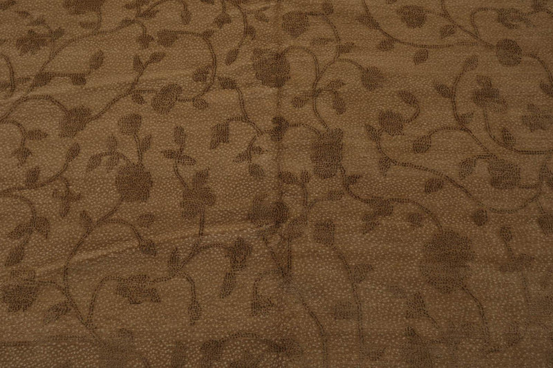 6’1” x 8’11" Lapchi Hand Knotted Wool & Silk Drop Stitch Tibetan Area Rug Camel