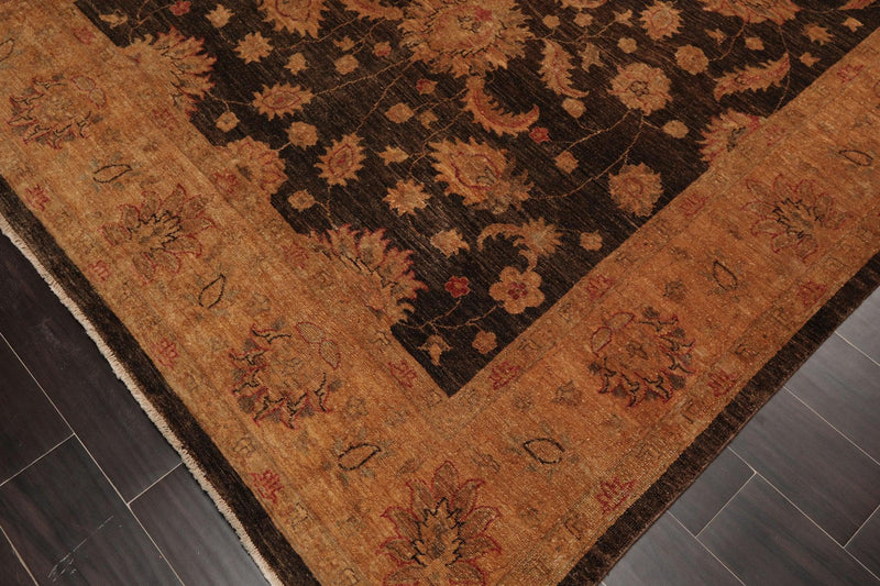 6'3" x 9'7" Hand Knotted Wool Peshawar Silky Sheen Oriental Area Rug Chocolate