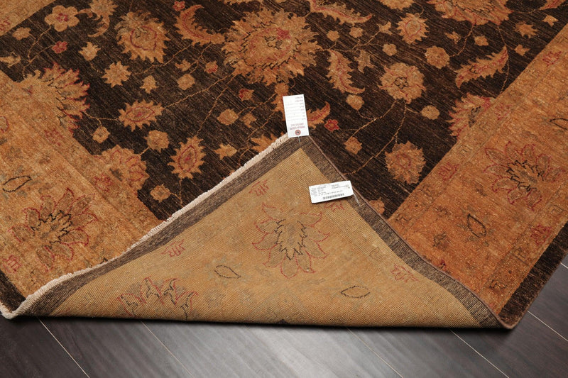 6'3" x 9'7" Hand Knotted Wool Peshawar Silky Sheen Oriental Area Rug Chocolate