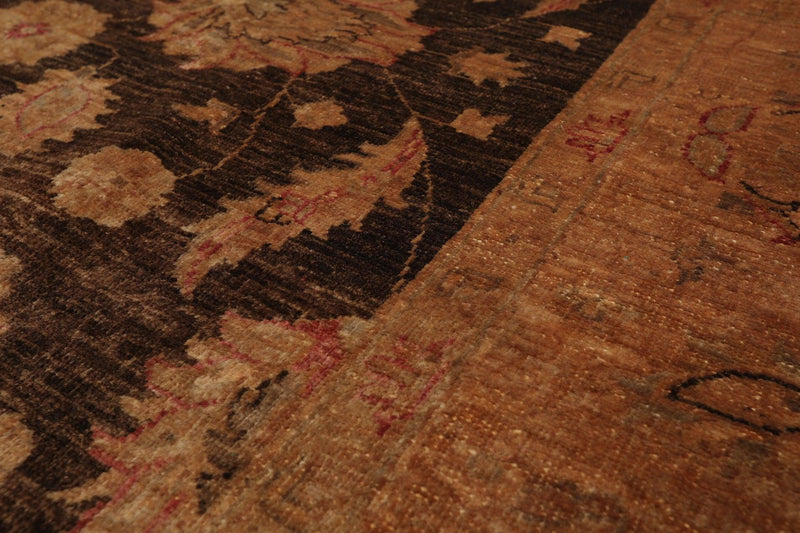 6'3" x 9'7" Hand Knotted Wool Peshawar Silky Sheen Oriental Area Rug Chocolate