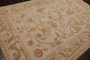 6’x9’4"Hand Knotted 100% Wool French Aubusson Savonnerie Area Rug Beige
