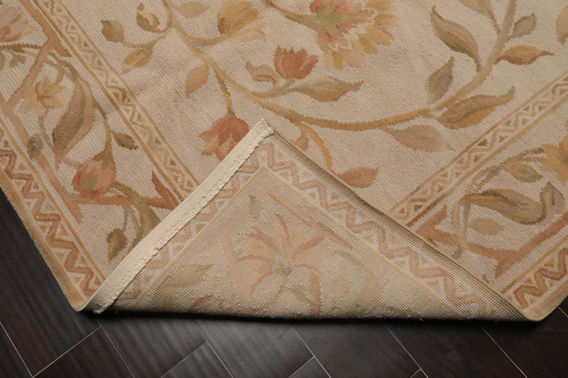 6’x9’4"Hand Knotted 100% Wool French Aubusson Savonnerie Area Rug Beige