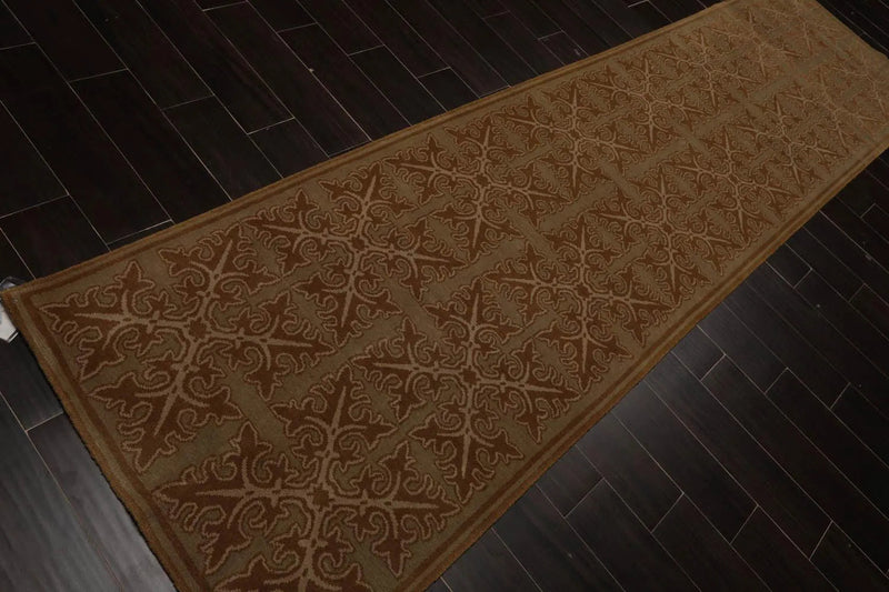 3’1” x 12’ Lapchi Runner Hand Knotted Mandala Tiles Wool Tibetan Area Rug Moss