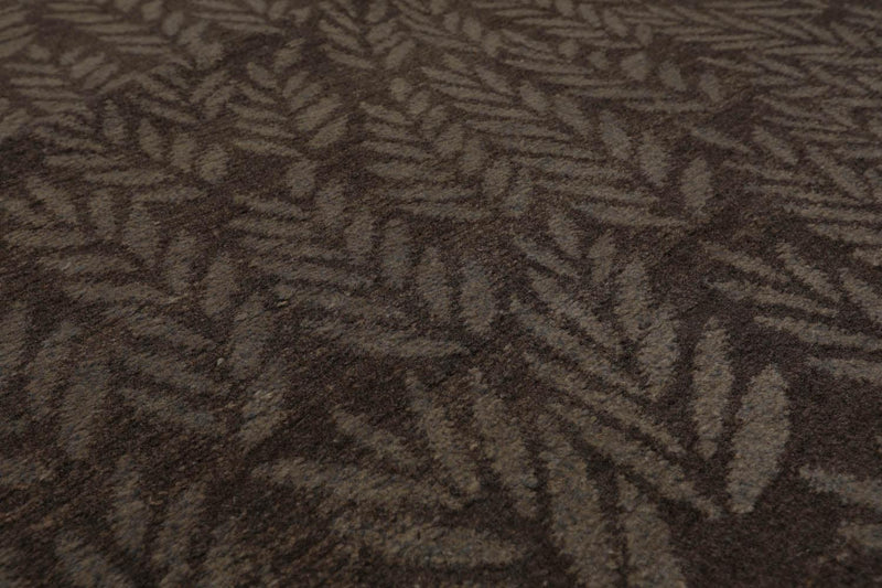 6'1" x 9' Lapchi Hand Knotted Wool Botanical Rosemary Tibetan Area Rug Taupe