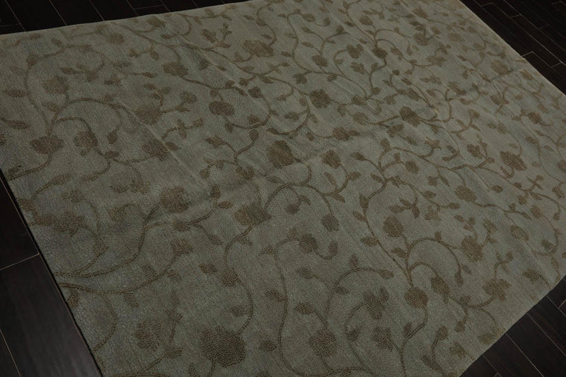 6’ x 9’2" Lapchi Hand Knotted 100% Wool Dropstitch Tibetan Area Rug Gray, Green