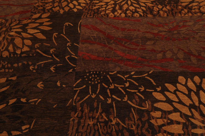 7'11"x 9'11" Hand Knotted Wool Modern Tibetan Area Rug Brown