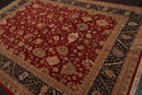 7’9”x10’4" Hand Knotted Wool Traditional Agra Oriental Area Rug Red Black