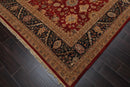 7’9”x10’4" Hand Knotted Wool Traditional Agra Oriental Area Rug Red Black