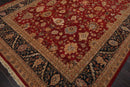 7’9”x10’4" Hand Knotted Wool Traditional Agra Oriental Area Rug Red Black