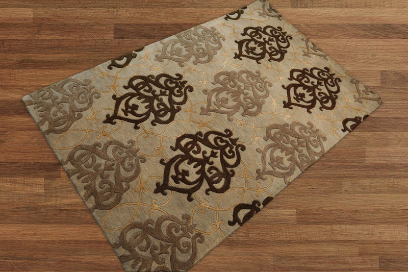 3'7" x 5'7" Handmade 100% Wool Transitional Oriental Area Rug Mint