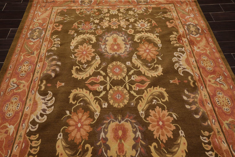 5'10'' x 8'9" Hand Knotted Tibetan Wool Classic European Area Rug Olive