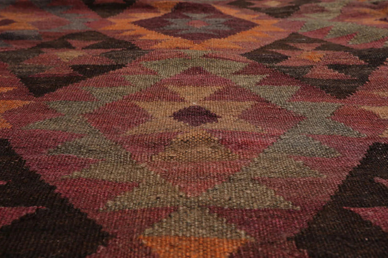 6'3''x12'3'' Brown Hand Knotted Flatweave Kilim 100% Wool Kilim Southwestern Oriental Area Rug