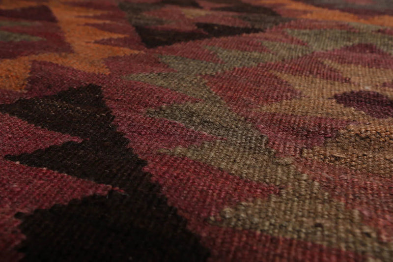 6'3''x12'3'' Brown Hand Knotted Flatweave Kilim 100% Wool Kilim Southwestern Oriental Area Rug