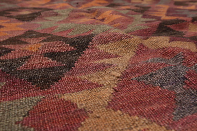 6'3''x12'3'' Brown Hand Knotted Flatweave Kilim 100% Wool Kilim Southwestern Oriental Area Rug