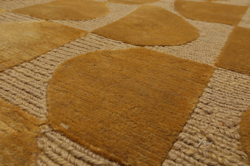 5x7 Gold Hand Knotted Tibetan 100% Wool Modern & Contemporary Oriental Area Rug