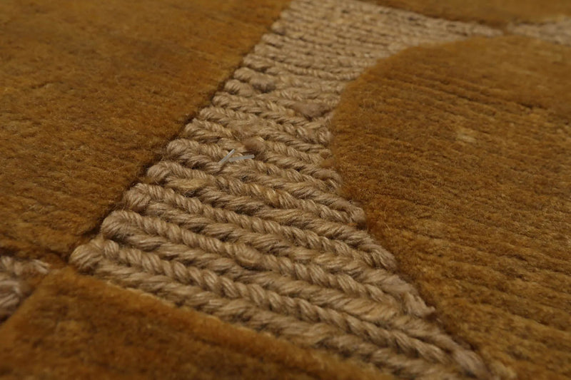 5x7 Gold Hand Knotted Tibetan 100% Wool Modern & Contemporary Oriental Area Rug