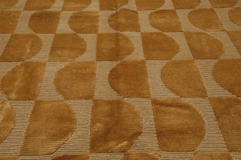 5x7 Gold Hand Knotted Tibetan 100% Wool Modern & Contemporary Oriental Area Rug