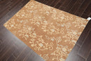 3'11'' x 5'11'' Hand Knotted Tibetan 100% Wool Scrolls Oriental Area Rug Caramel