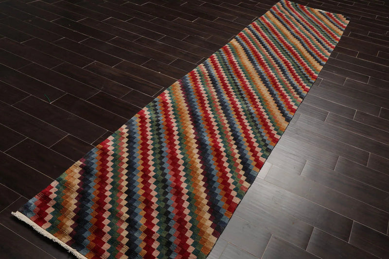 2'9''x12'2'' Runner Red Hand Knotted Tibetan 100% Wool Designer Modern & Contemporary Oriental Area Rug