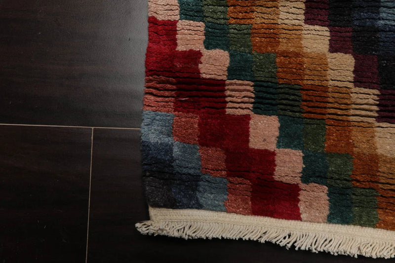 2'9''x12'2'' Runner Red Hand Knotted Tibetan 100% Wool Designer Modern & Contemporary Oriental Area Rug