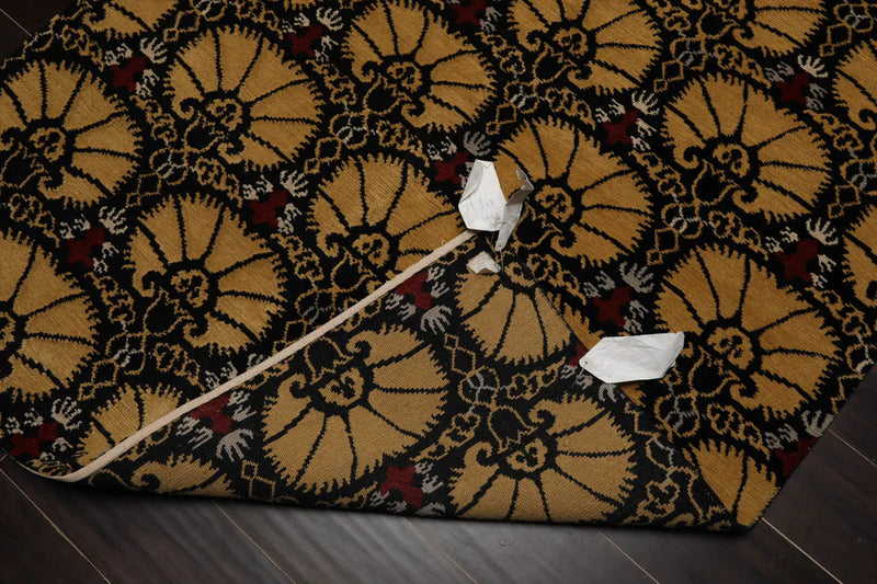 4x6 Black Hand Knotted Tibetan 100% Wool Art Deco Oriental Area Rug