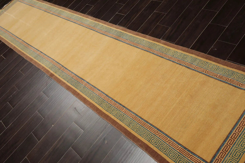 2'10''x13'10' Runner Gold, Brown Hand Knotted Tibetan 100% Wool Michaelian & Kohlberg Traditional Oriental Area Rug Light