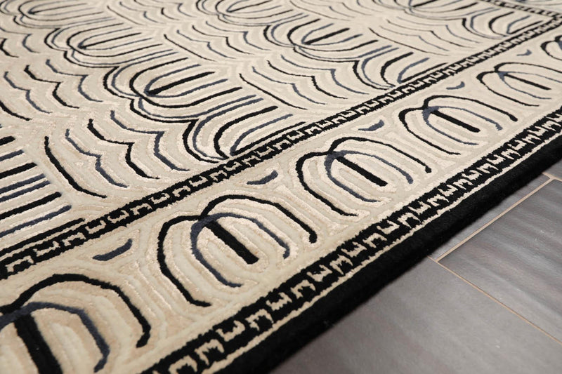 3' x 4'11" Hand Knotted Tibetan Wool & Silk Hip Designer 200 KPSI Area Rug Cream