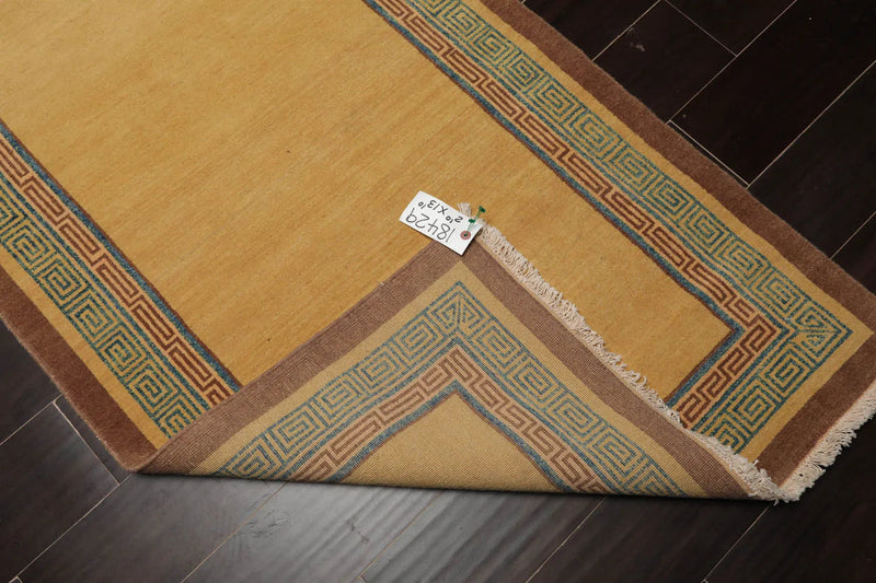 2'10''x13'10' Runner Gold, Brown Hand Knotted Tibetan 100% Wool Michaelian & Kohlberg Traditional Oriental Area Rug Light