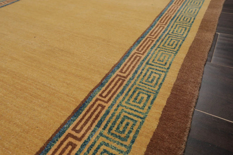 2'10''x13'10' Runner Gold, Brown Hand Knotted Tibetan 100% Wool Michaelian & Kohlberg Traditional Oriental Area Rug Light