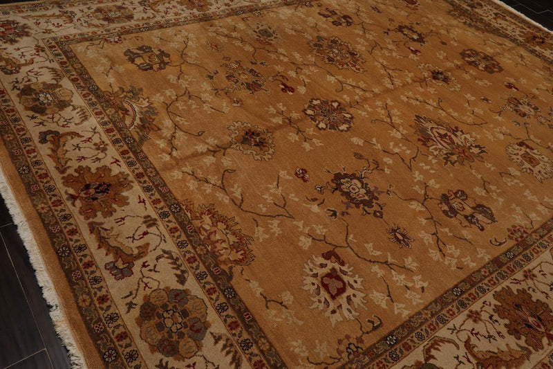 9’4” x 11’8" Authentic Hand Knotted Wool Turkish Oushak Area Rug Caramel