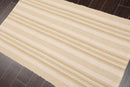 3' x 5' Hand Woven Dhurry Kilim Flatweave Wool Stripes Oriental Area Rug Beige