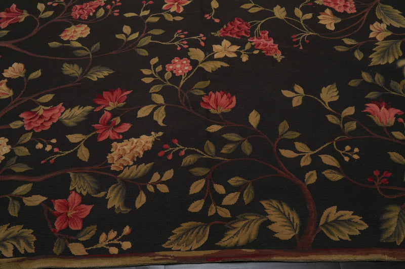 8’3”x9’11" Hand Knotted Wool French Aubusson Savonnerie Area Rug Green