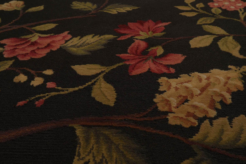 8’3”x9’11" Hand Knotted Wool French Aubusson Savonnerie Area Rug Green