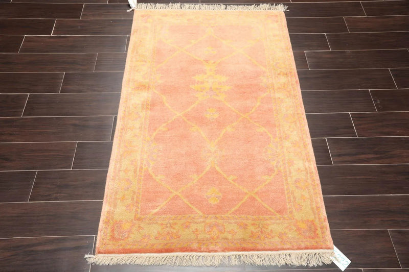 3'1'' x 4'10'' Hand Knotted 100% Wool Oushak Traditional Area Rug Salmon