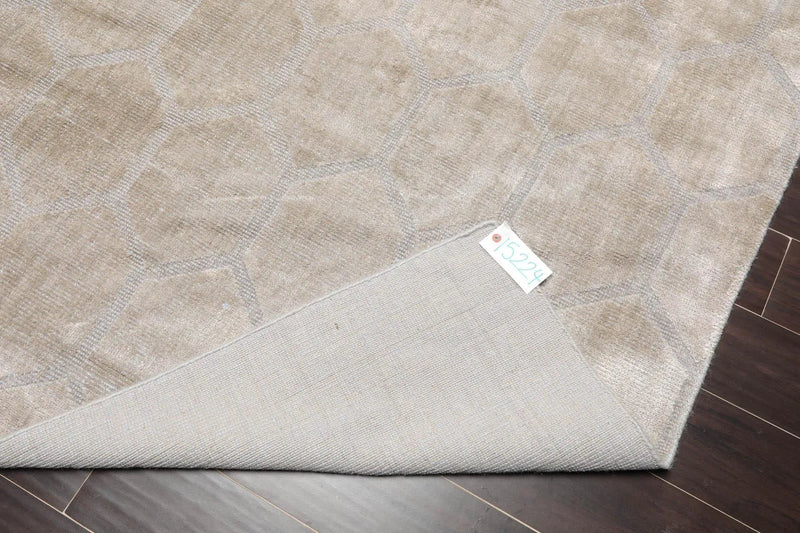 5' x 7' Hand Knotted Tibetan 100% Viscose Honeycomb Oriental Area Rug Gray