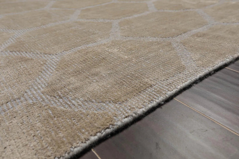 5' x 7' Hand Knotted Tibetan 100% Viscose Honeycomb Oriental Area Rug Gray