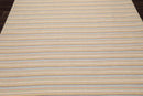 6'8'' x 9'11'' Hand Knotted Wool Designer Stripes Flat Weave Area Rug Beige